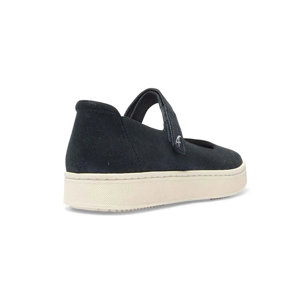 Albany Flat in Navy Metallic Suede Suede