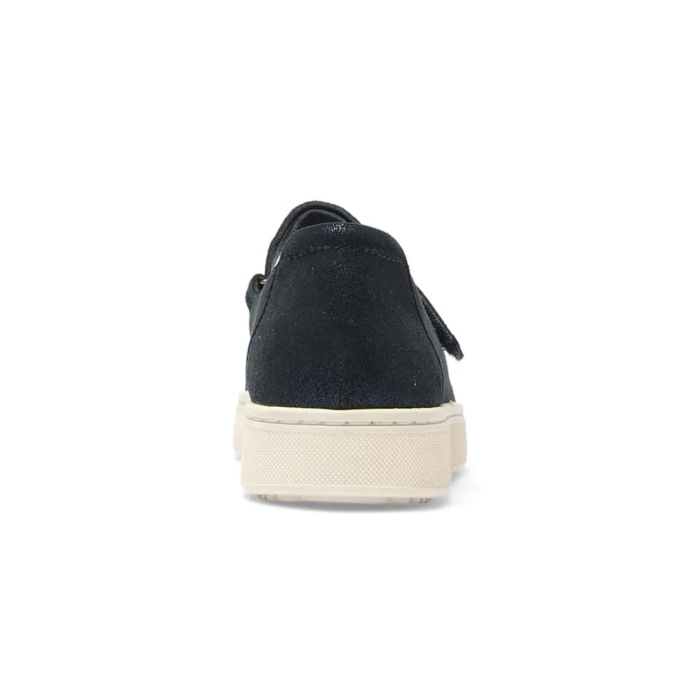 Albany Flat in Navy Metallic Suede Suede