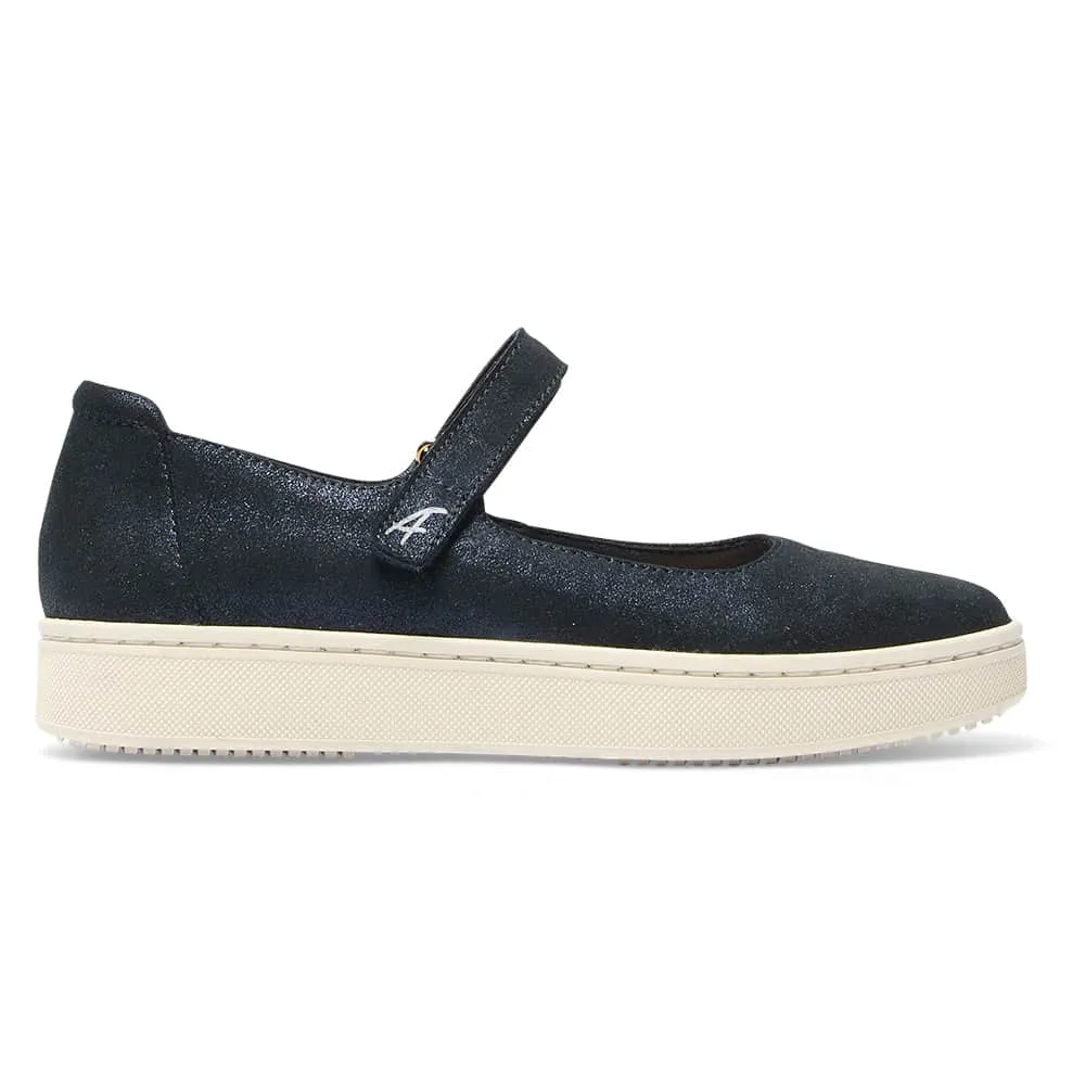 Albany Flat in Navy Metallic Suede Suede
