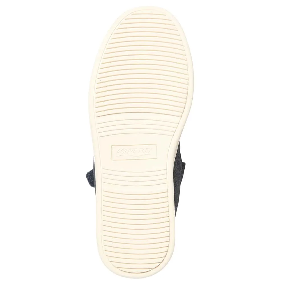 Albany Flat in Navy Metallic Suede Suede