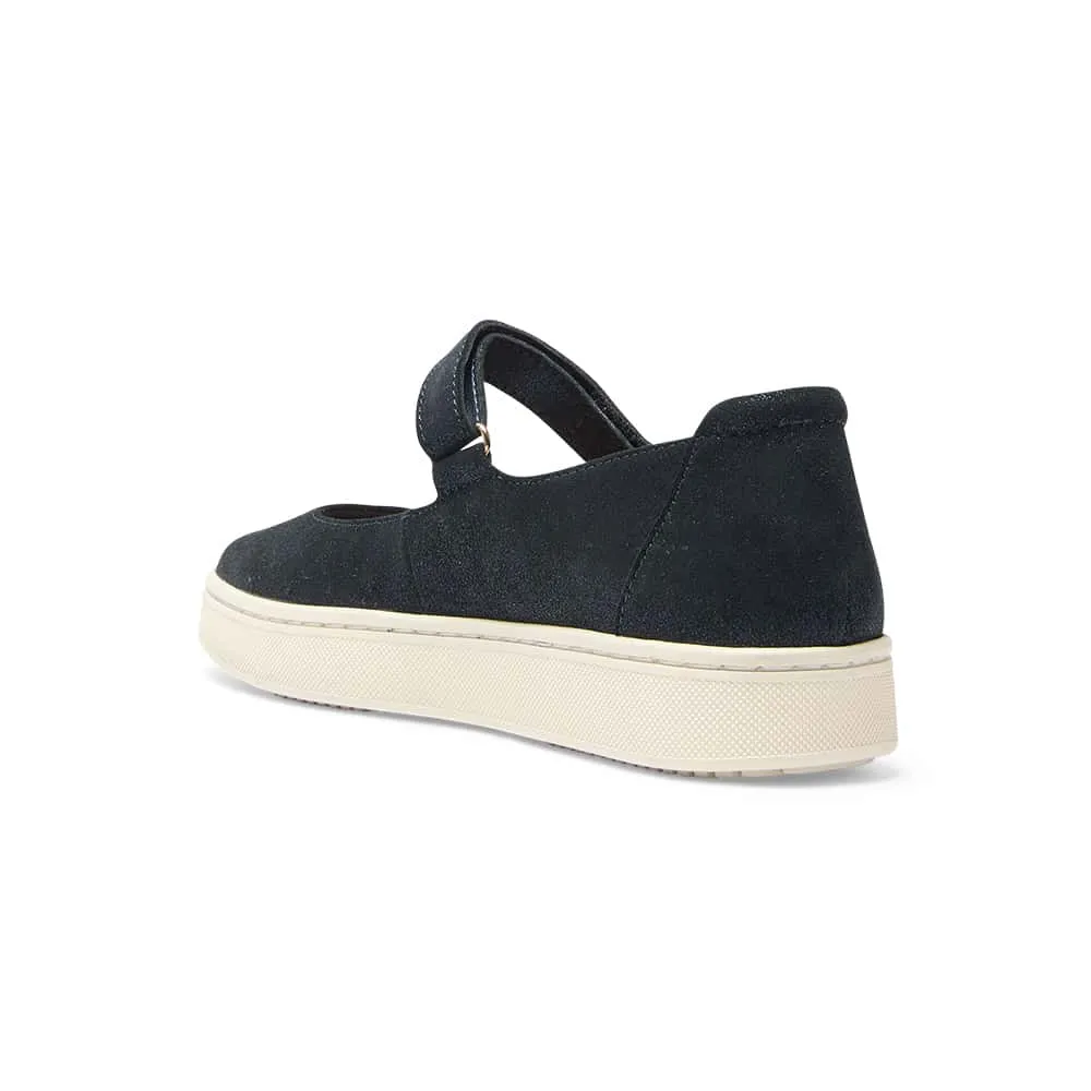 Albany Flat in Navy Metallic Suede Suede