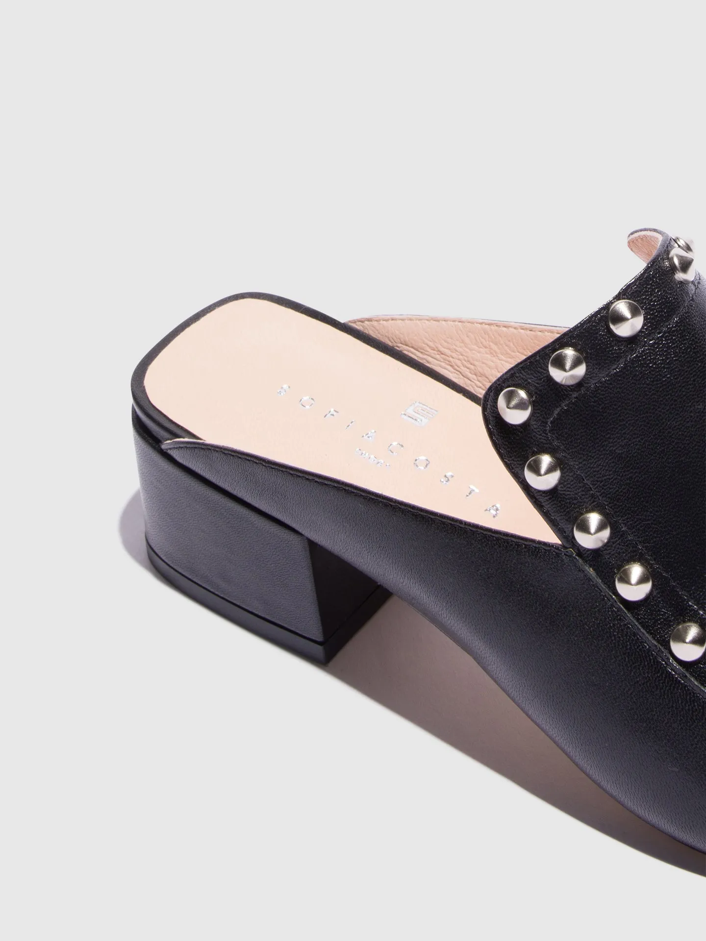 Black Appliqus Mules