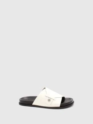 Buckle Mules Camlia White/Black