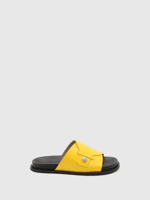 Buckle Mules Camlia Yellow/Black