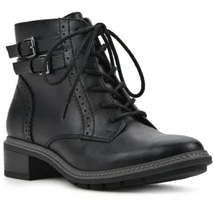 C34883 Womens Zipper Manmade Combat & Lace-Up Boots