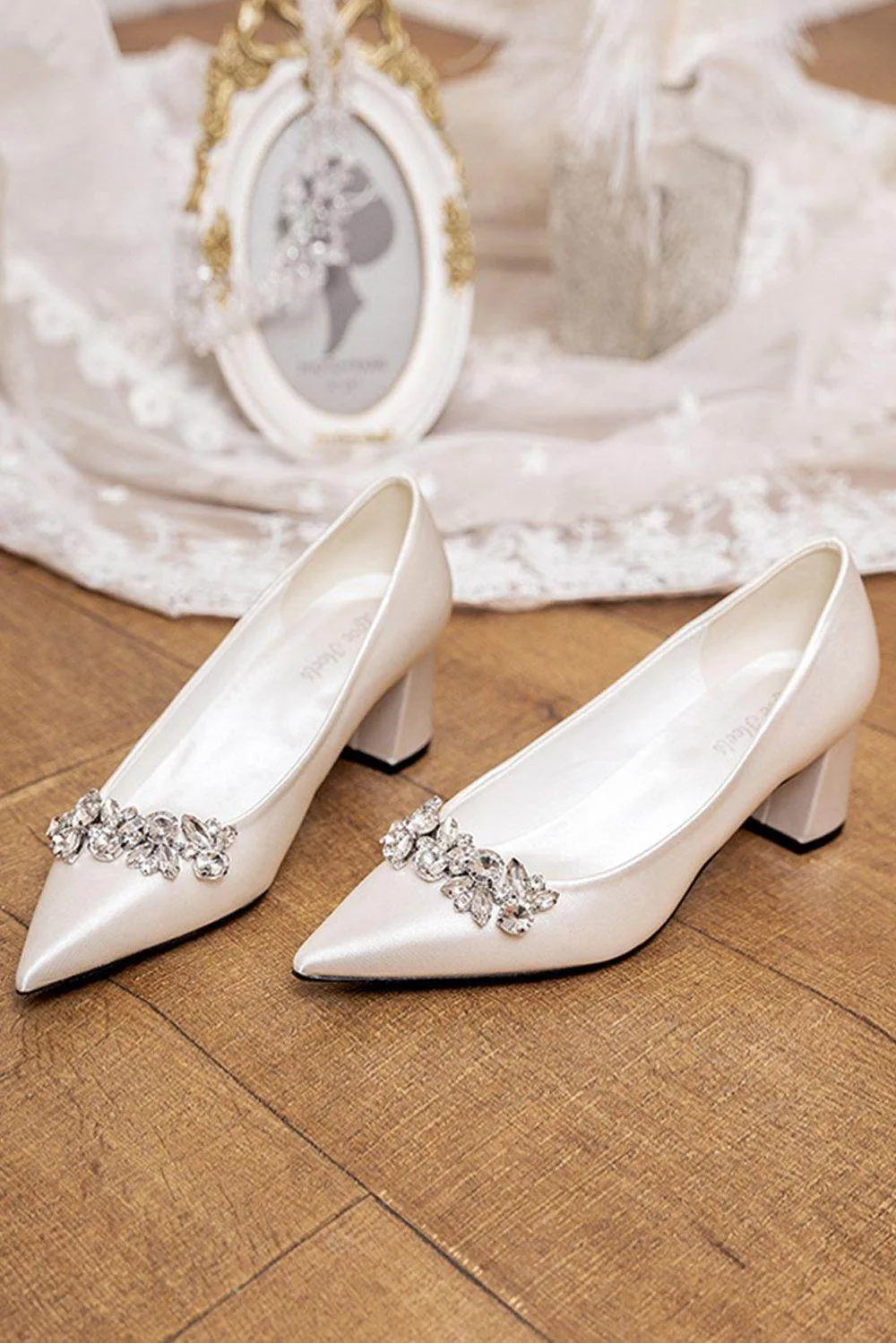Chunky Heel 5cm Satin Heels Bridal Shoes CK0107