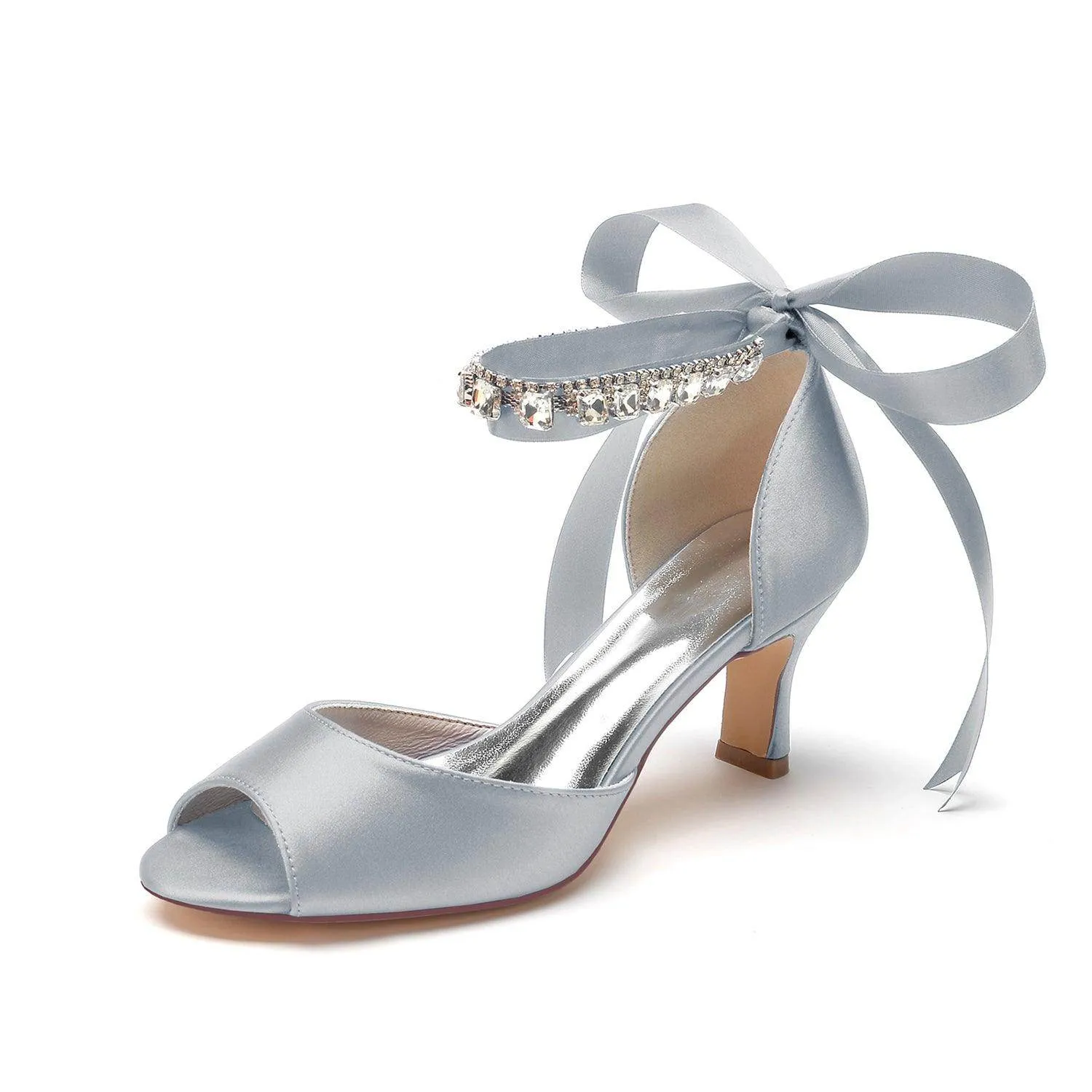 Chunky Heel 6.5cm Silk-Like Shoes CK0367