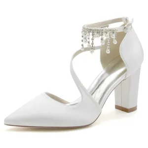 Chunky Heel 8.5cm Silk-Like Shoes CK0185