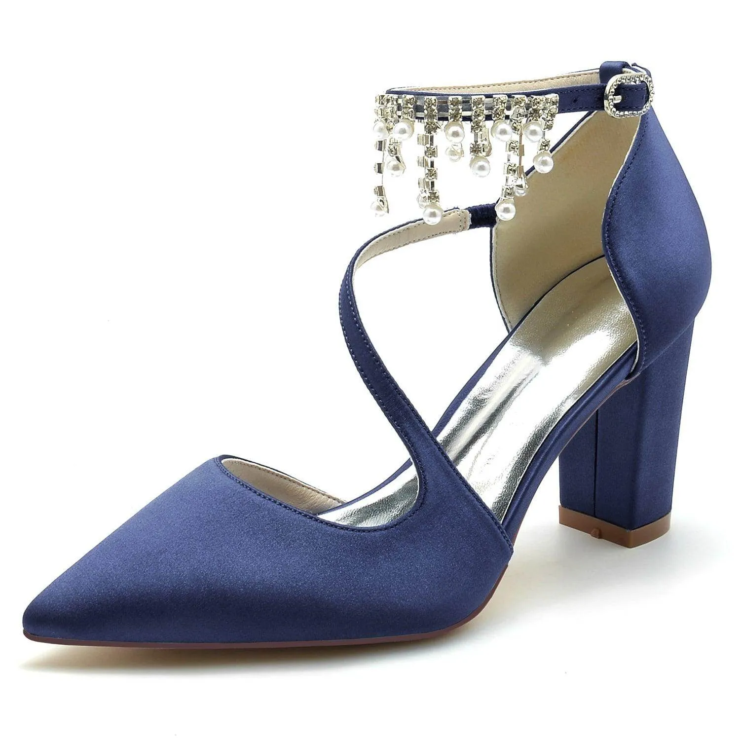 Chunky Heel 8.5cm Silk-Like Shoes CK0185