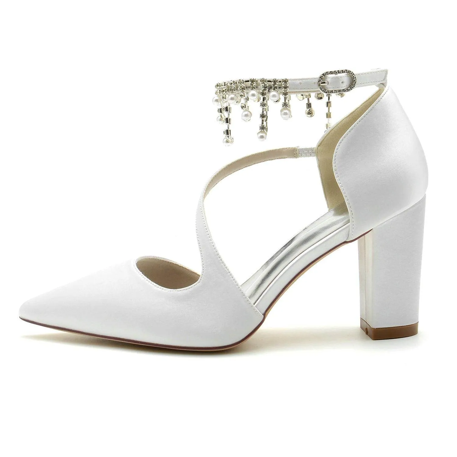 Chunky Heel 8.5cm Silk-Like Shoes CK0185
