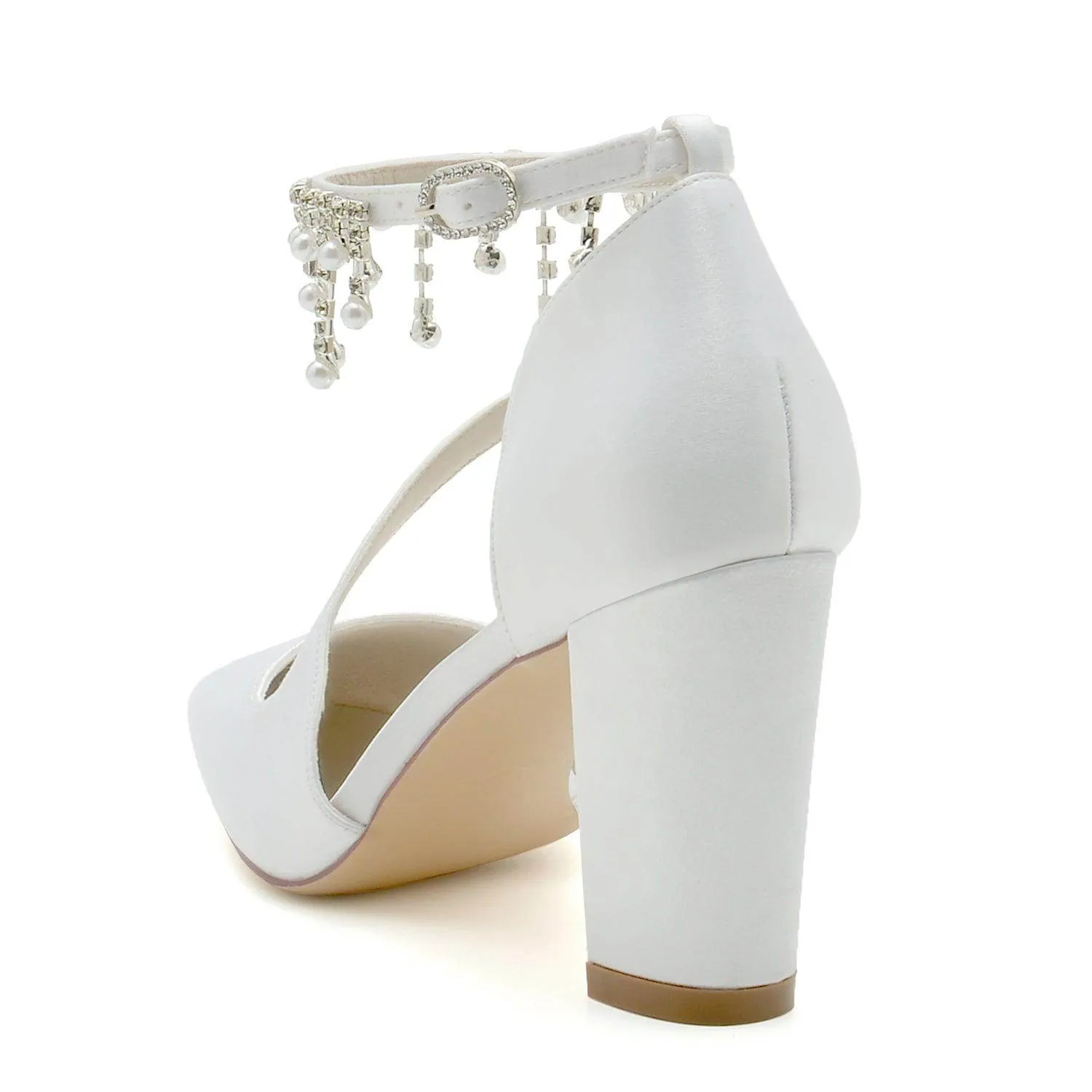 Chunky Heel 8.5cm Silk-Like Shoes CK0185