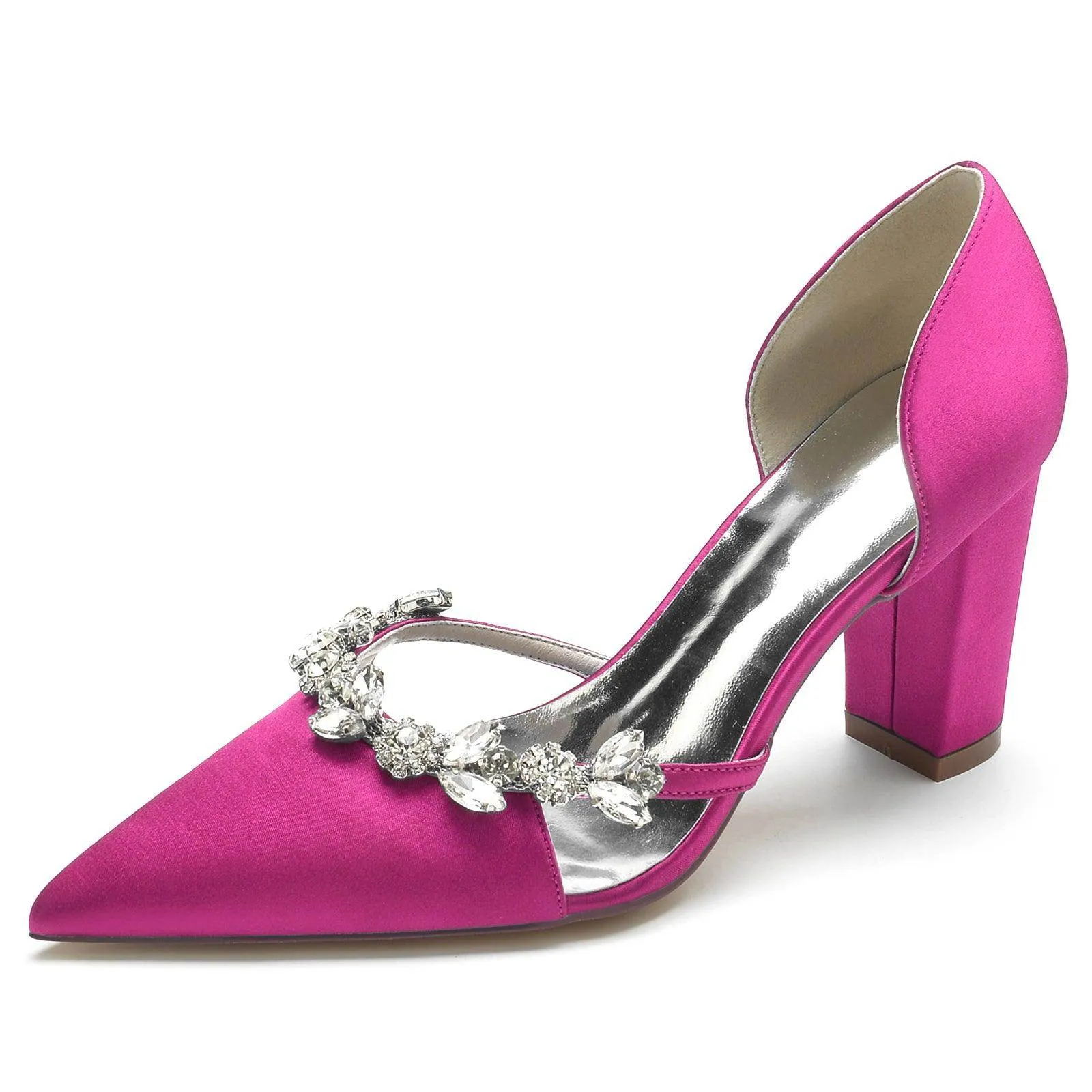 Chunky Heel 8.5cm Silk-Like Shoes CK0186