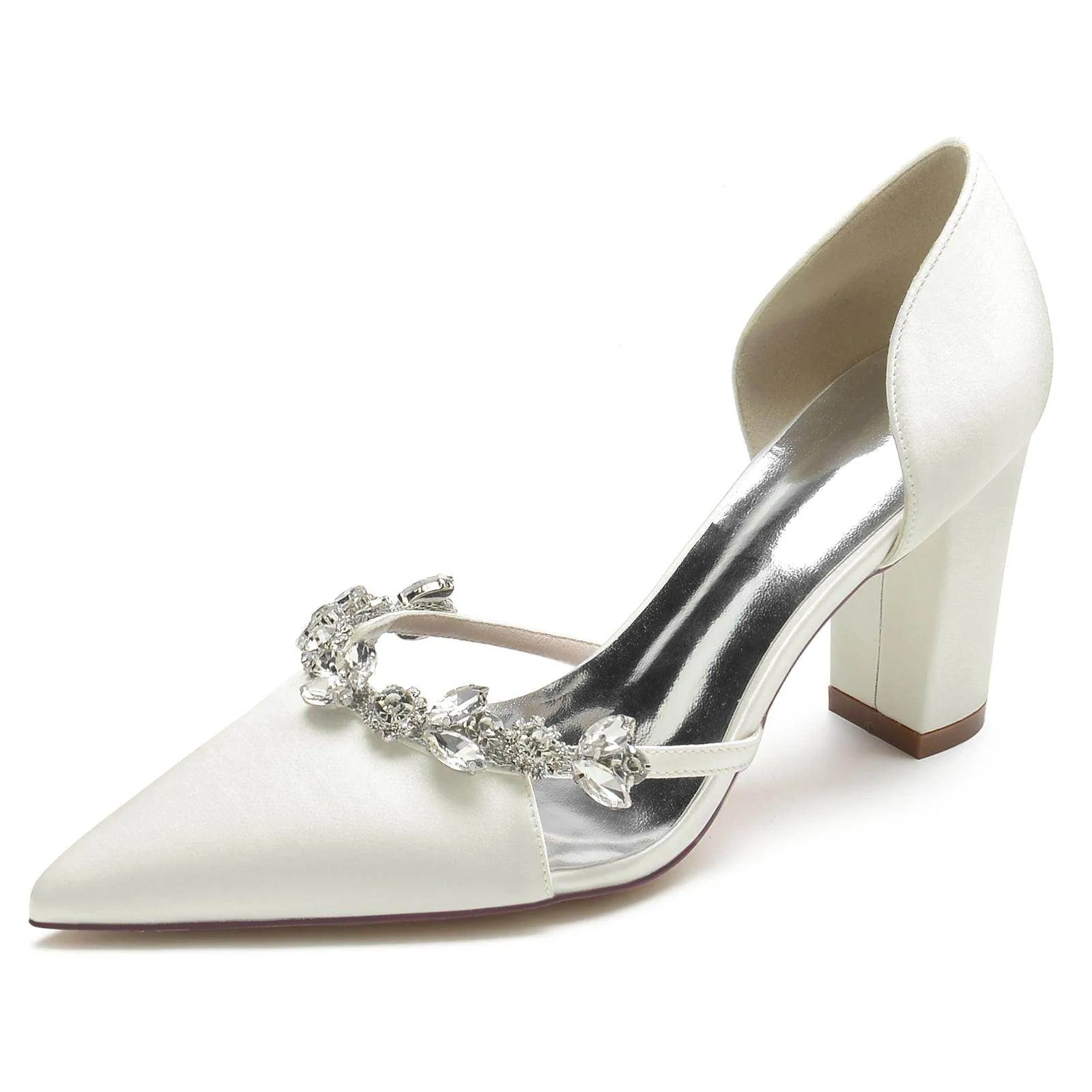Chunky Heel 8.5cm Silk-Like Shoes CK0186