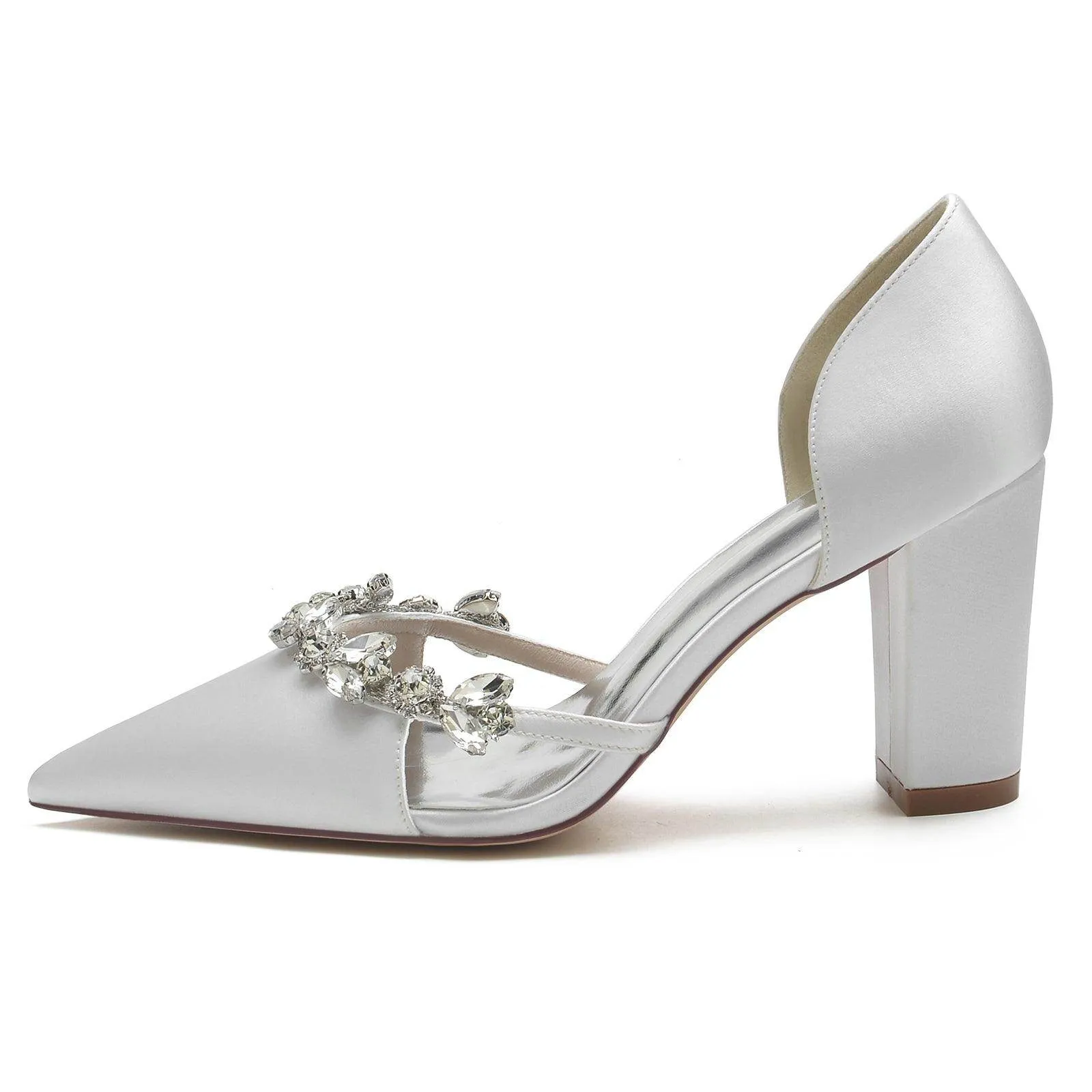 Chunky Heel 8.5cm Silk-Like Shoes CK0186