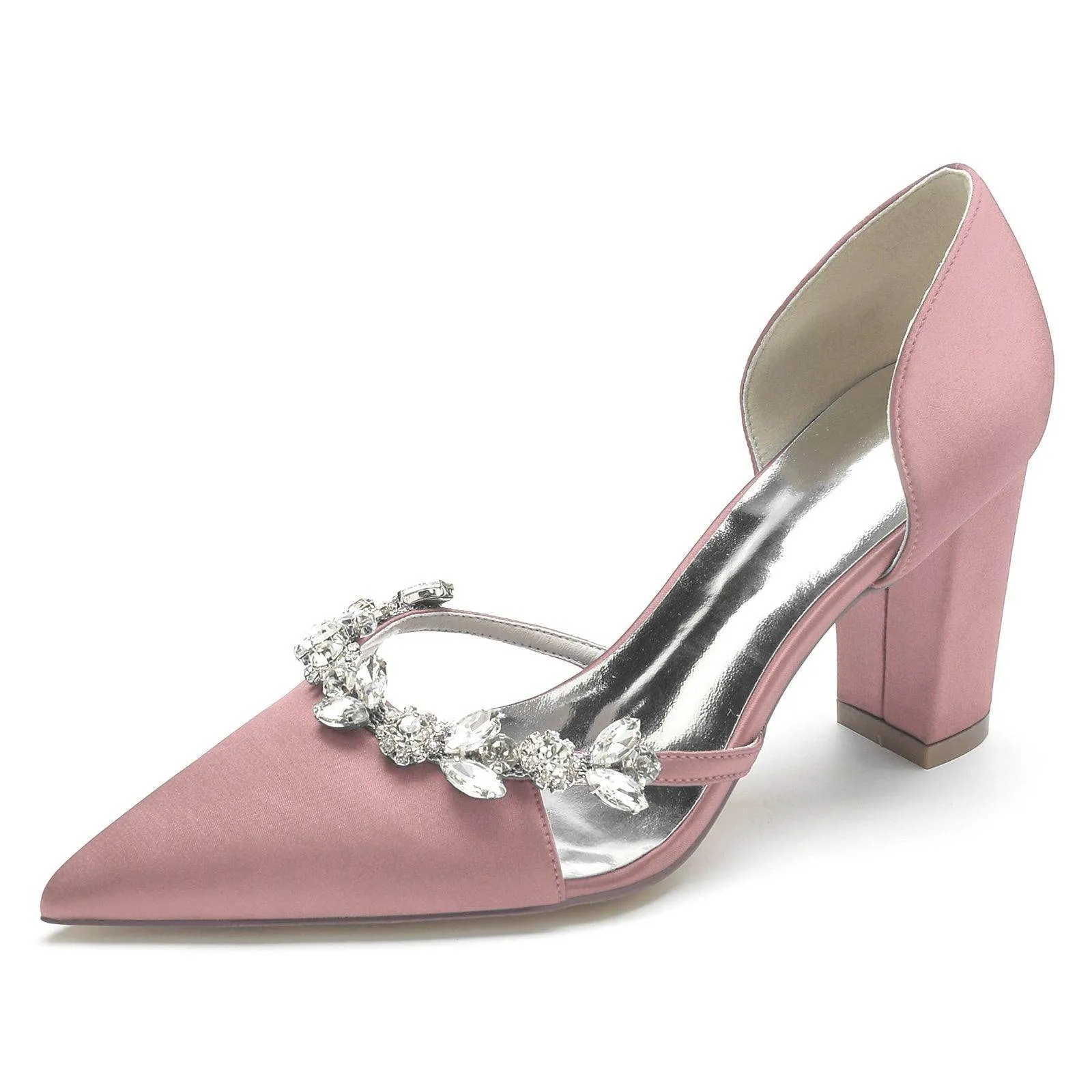 Chunky Heel 8.5cm Silk-Like Shoes CK0186