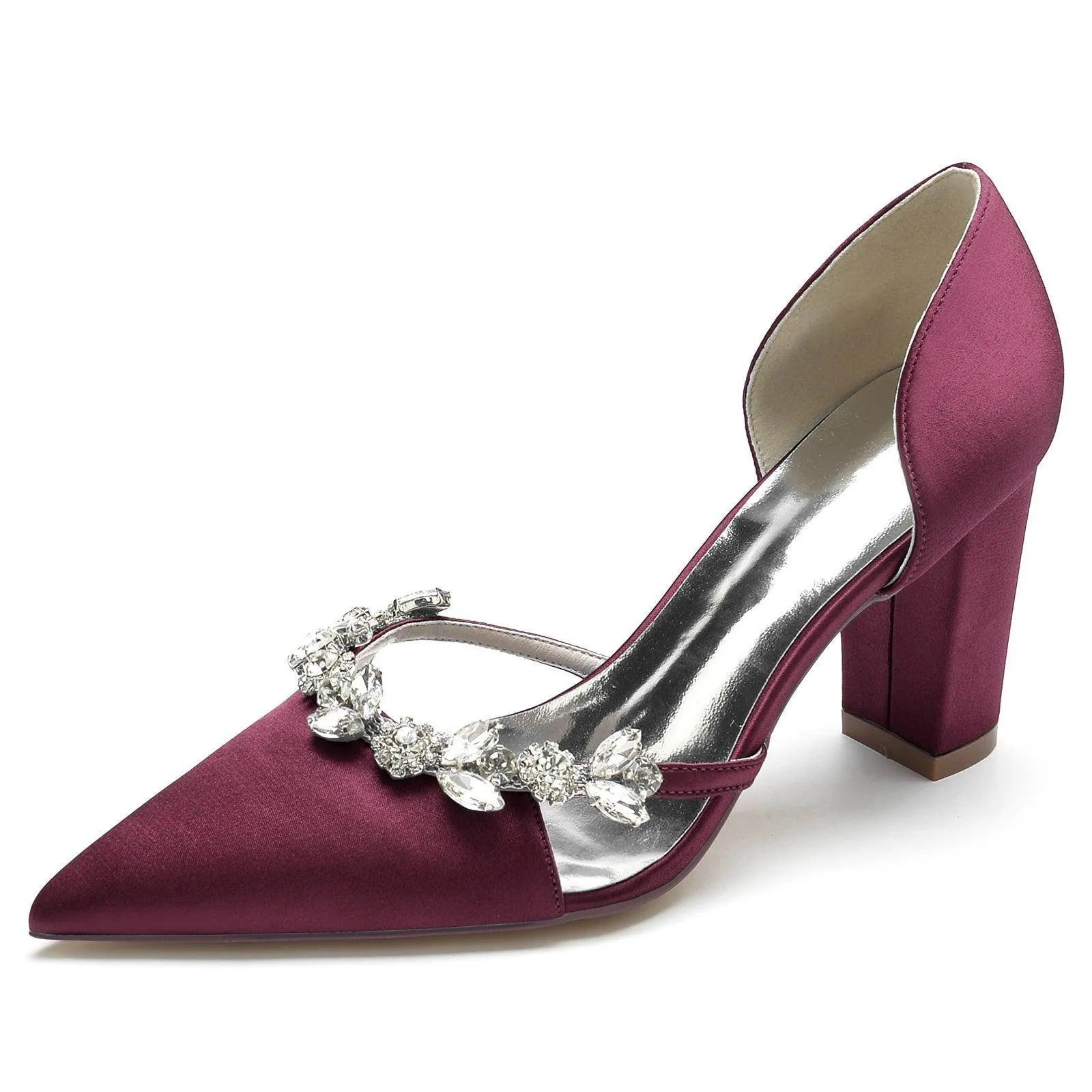 Chunky Heel 8.5cm Silk-Like Shoes CK0186