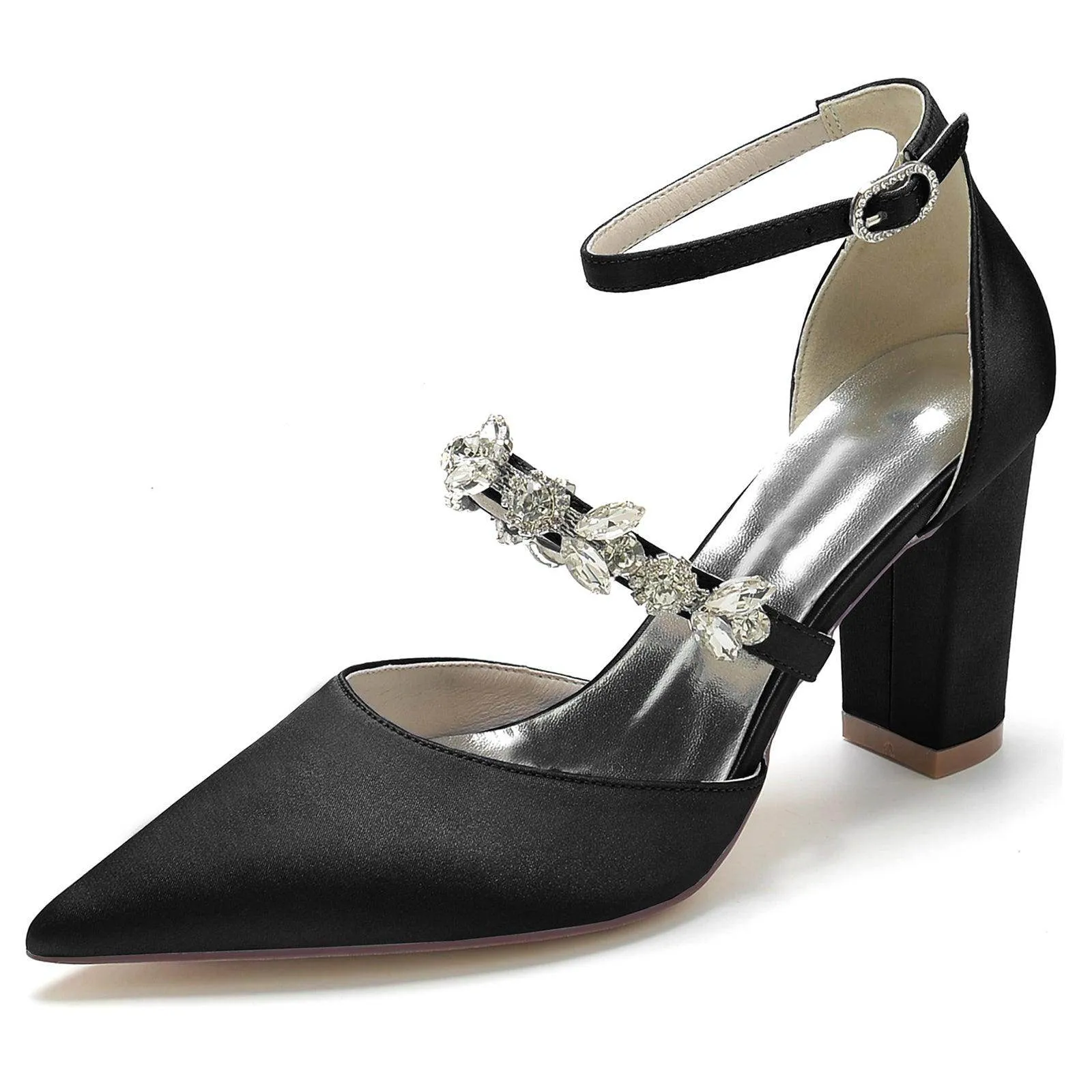 Chunky Heel 8.5cm Silk-Like Shoes CK0187