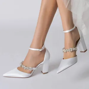 Chunky Heel 8.5cm Silk-Like Shoes CK0187