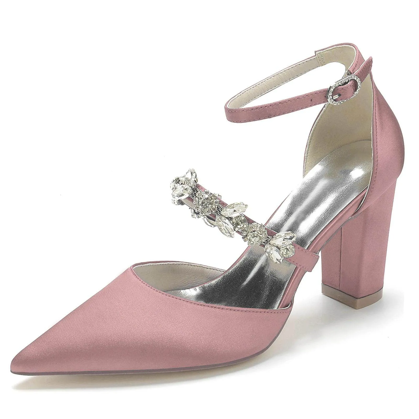 Chunky Heel 8.5cm Silk-Like Shoes CK0187