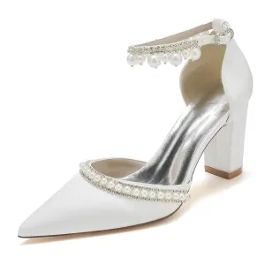 Chunky Heel 8.5cm Silk-Like Shoes CK0190