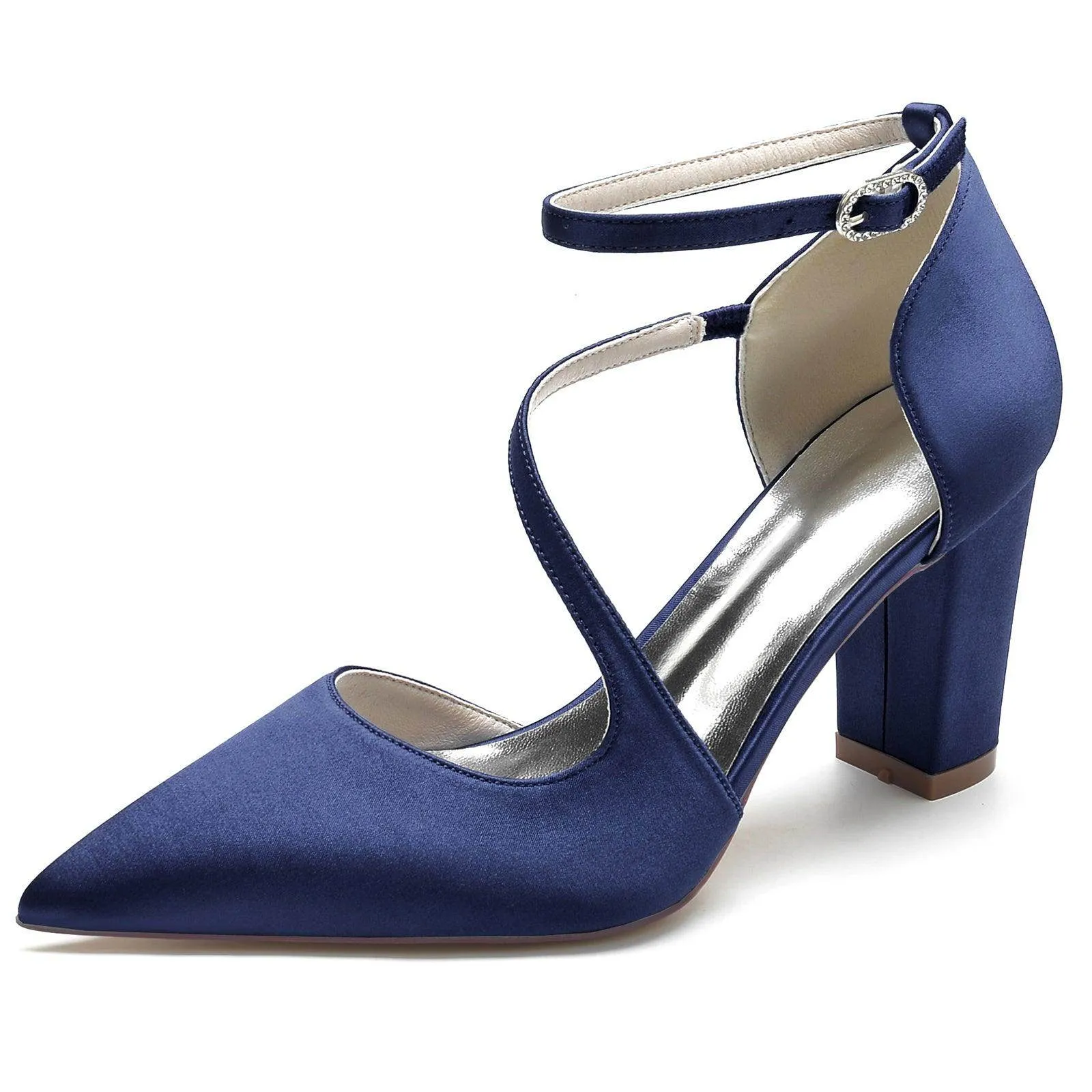 Chunky Heel 8.5cm Silk-Like Shoes CK0192