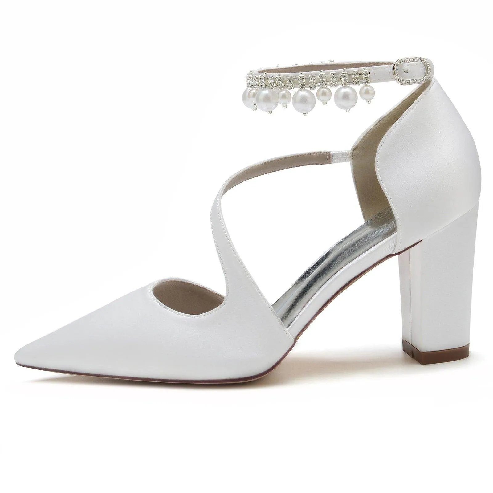 Chunky Heel 8.5cm Silk-Like Shoes CK0194