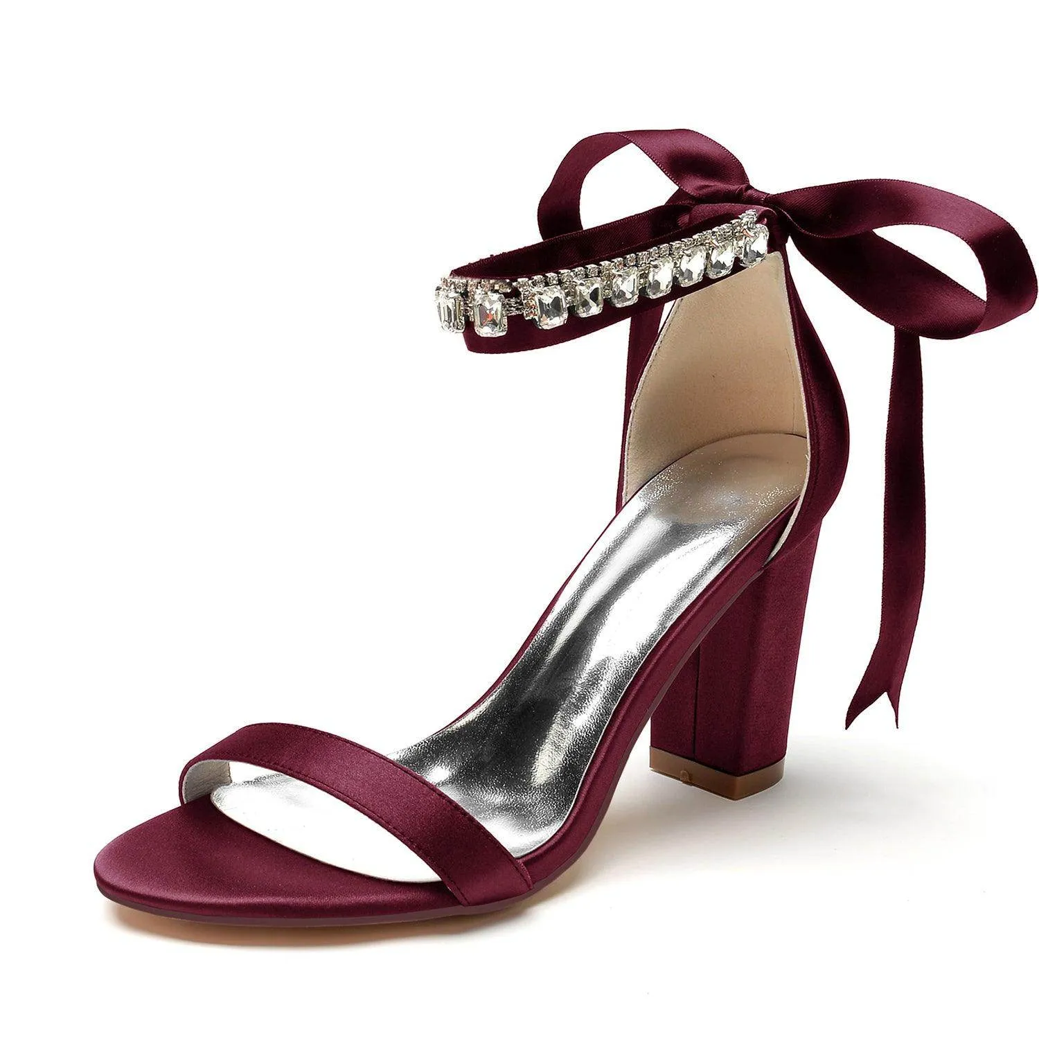 Chunky Heel 8.5cm Silk-Like Shoes CK0356