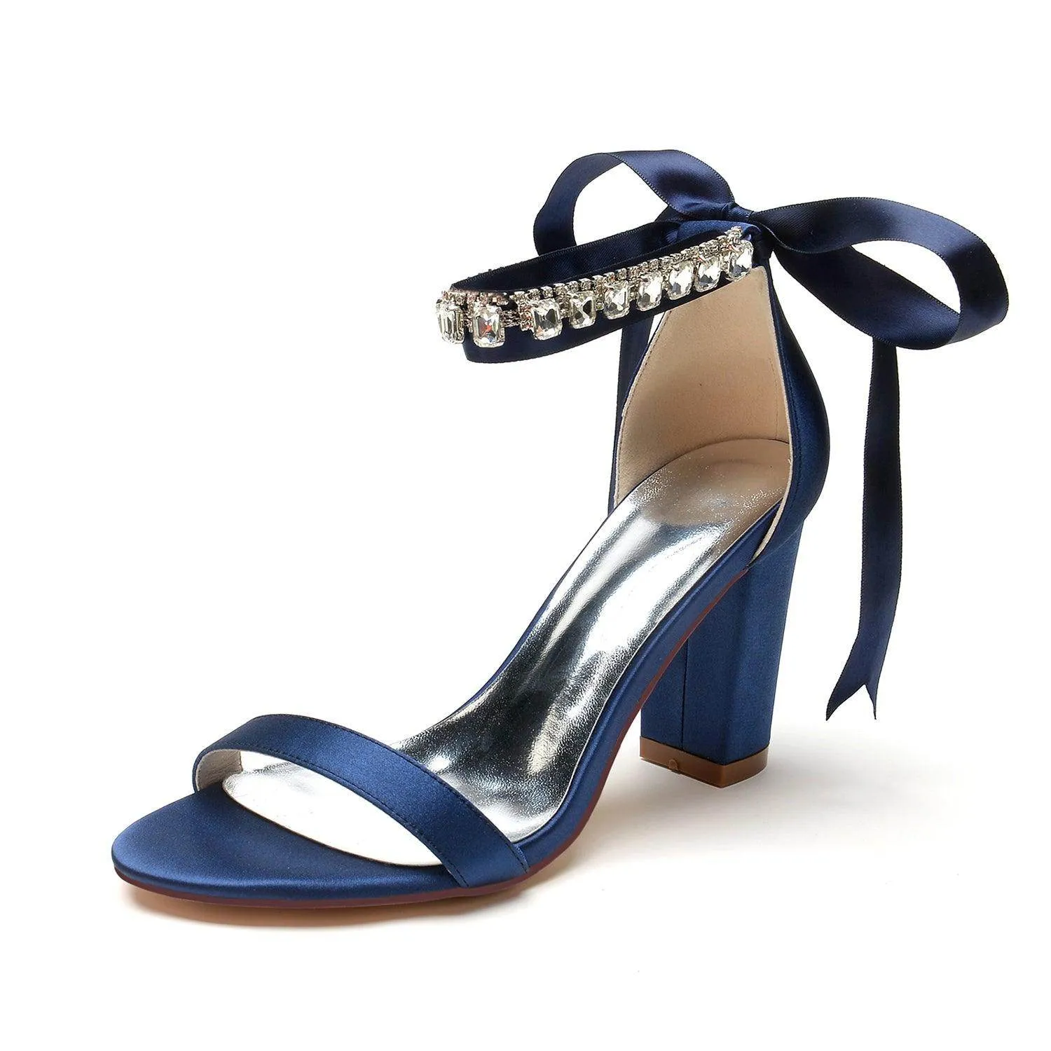 Chunky Heel 8.5cm Silk-Like Shoes CK0356