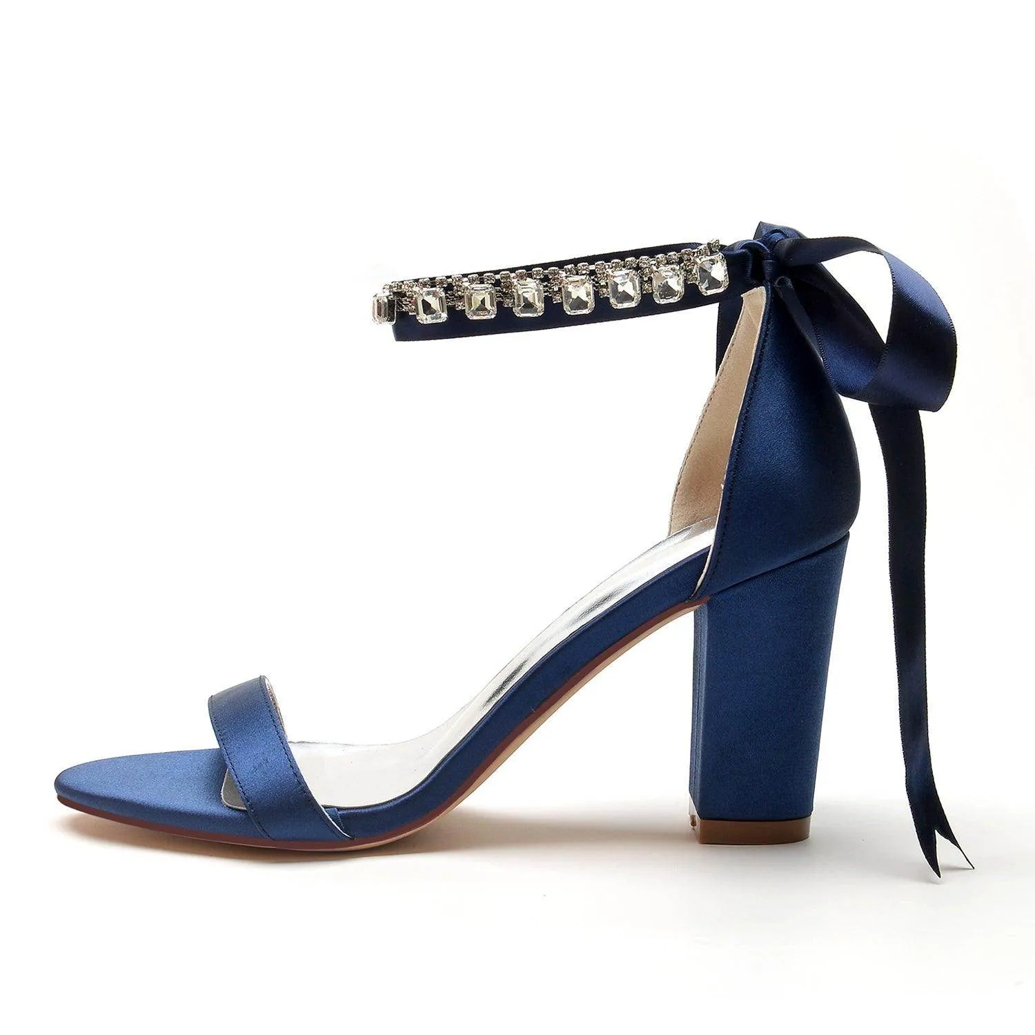 Chunky Heel 8.5cm Silk-Like Shoes CK0356