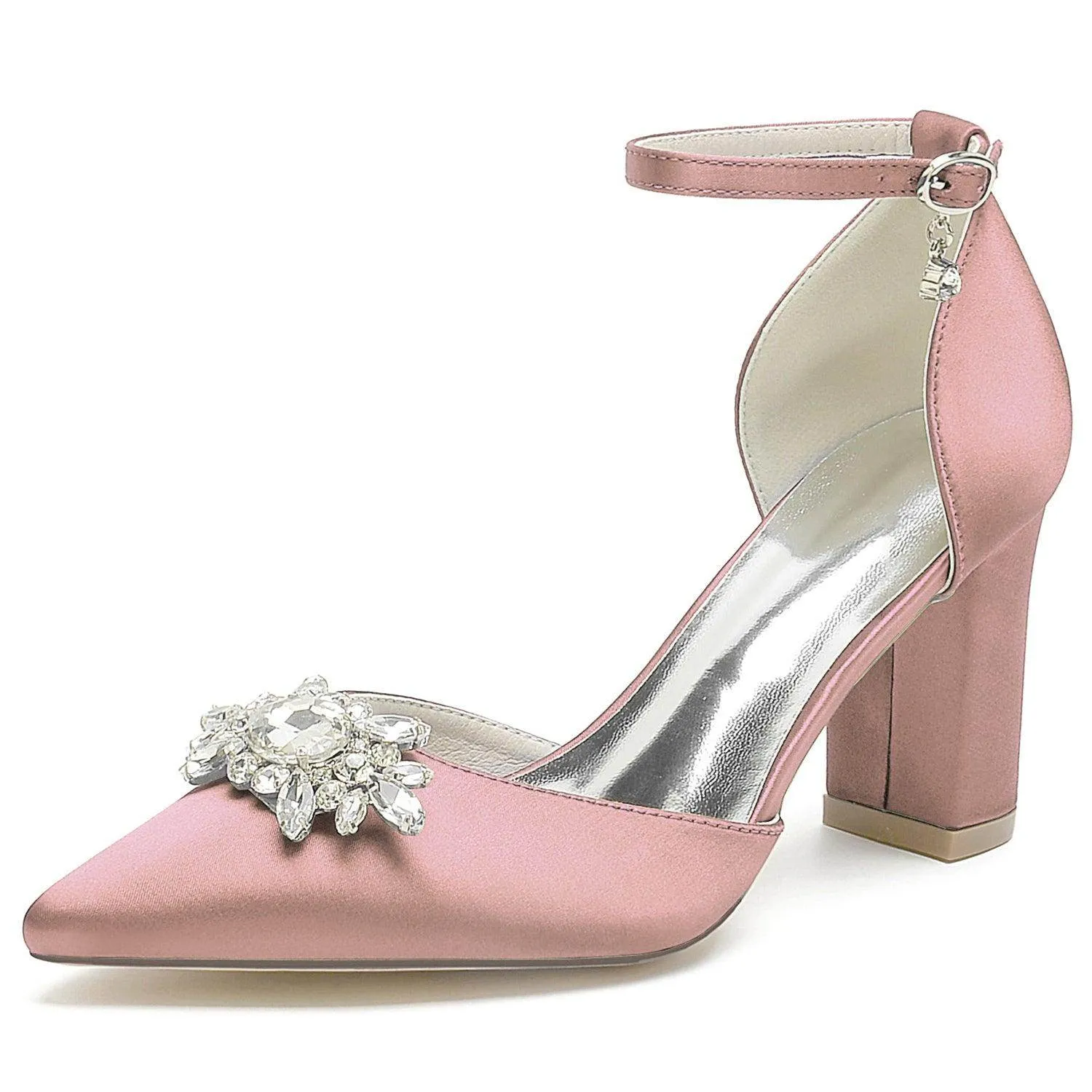 Chunky Heel 8.5cm Silk-Like Shoes CK0461
