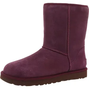 CLASSIC SHORT METALLIC SPOTS Womens Faux Fur Lined Leather Winter & Snow Boots