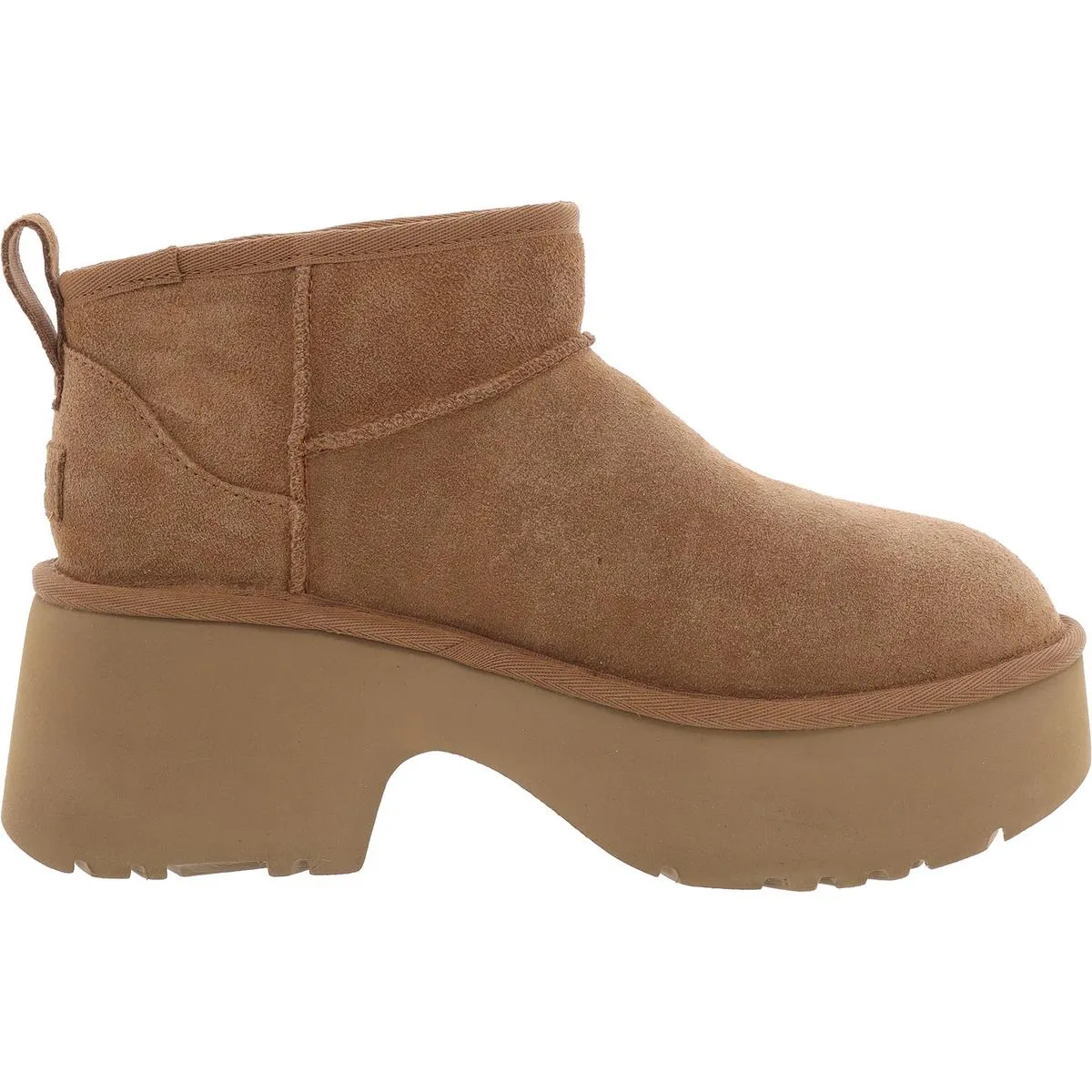 Classic Ultra Mini New Heights Womens Faux Fur Lined Leather Ankle Boots