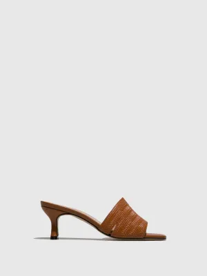 Cognac Kitten Heel Mules