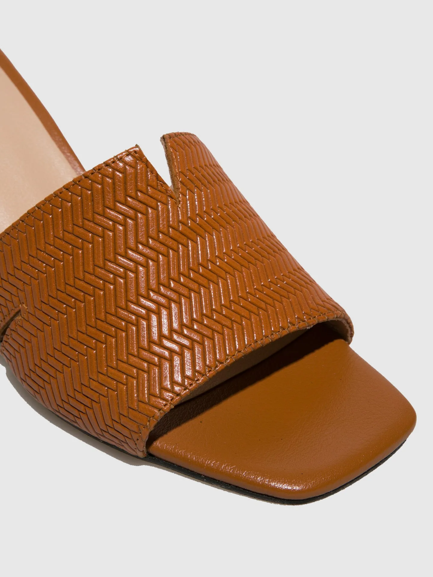 Cognac Kitten Heel Mules