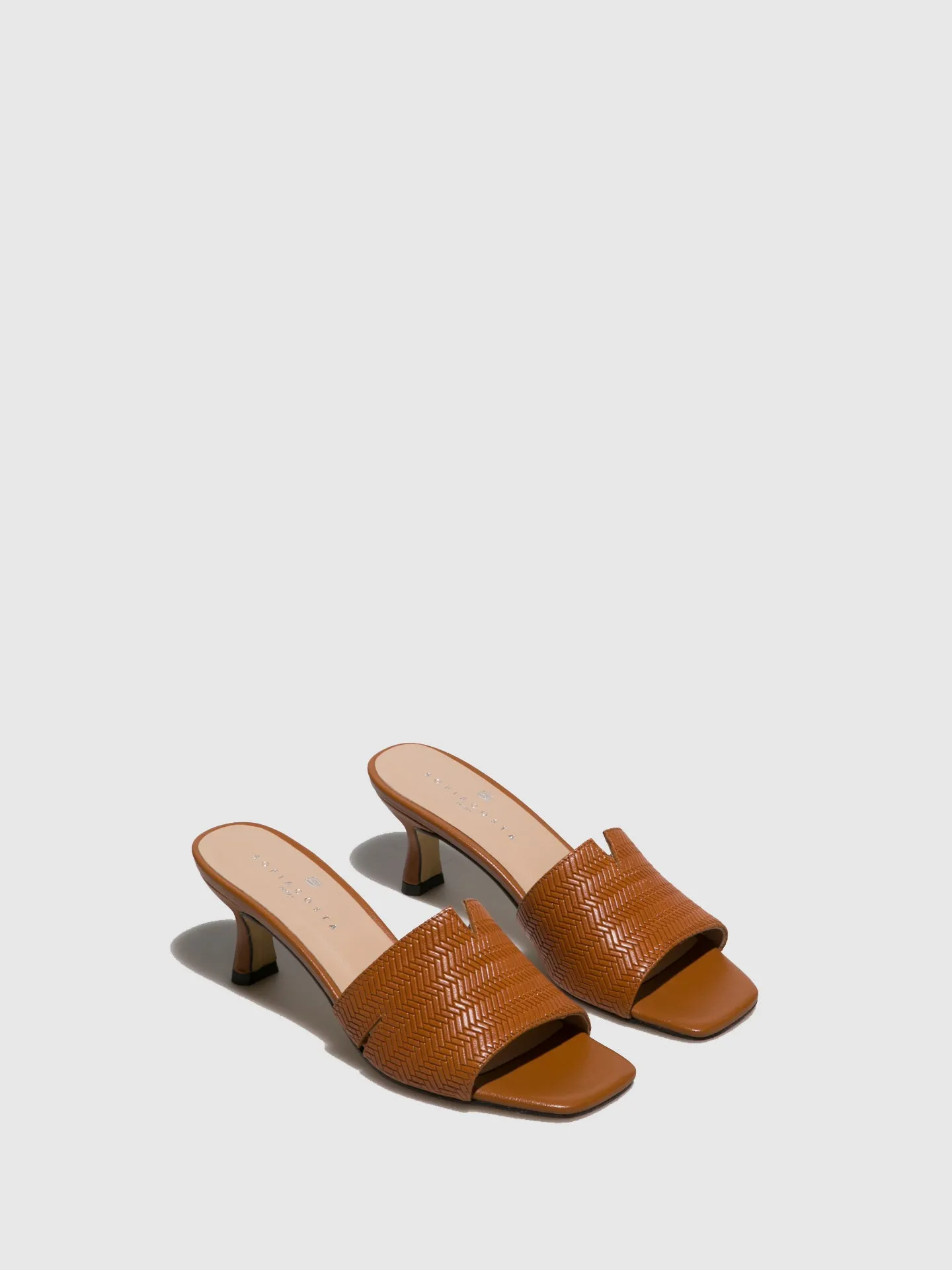 Cognac Kitten Heel Mules