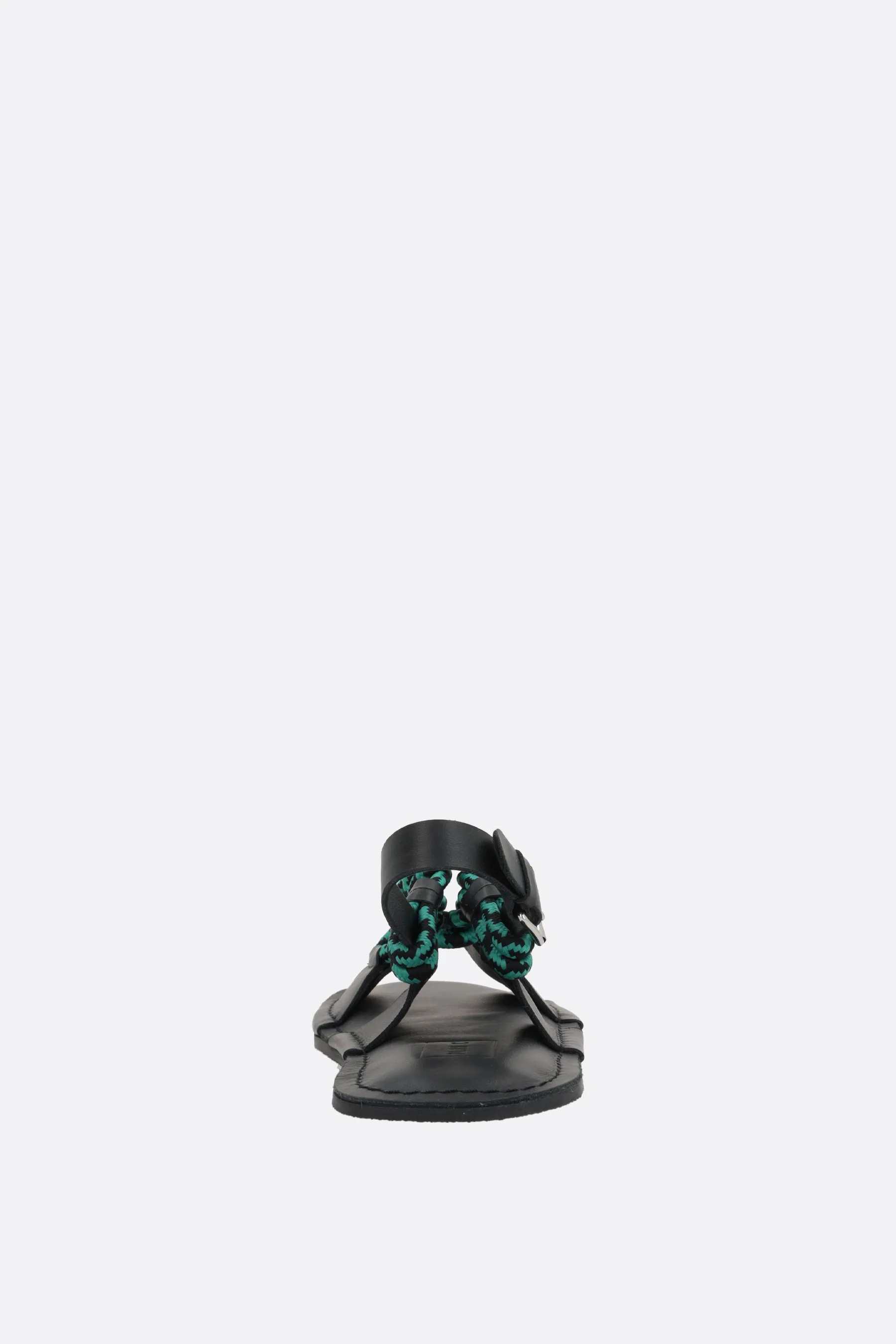 cord and matte leather flat sandals