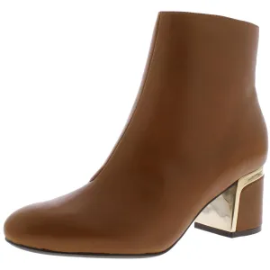 Corrie Womens Leather Contrast Trim Booties