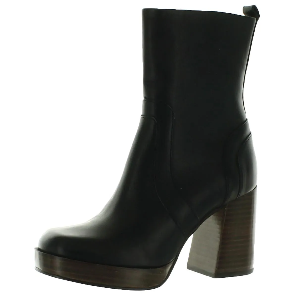 Edson Womens Zipper Leather Ankle Boots
