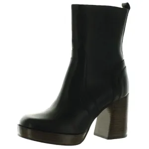 Edson Womens Zipper Leather Ankle Boots