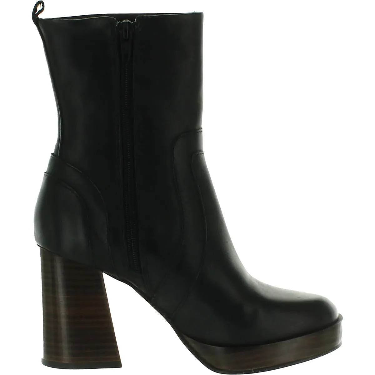 Edson Womens Zipper Leather Ankle Boots