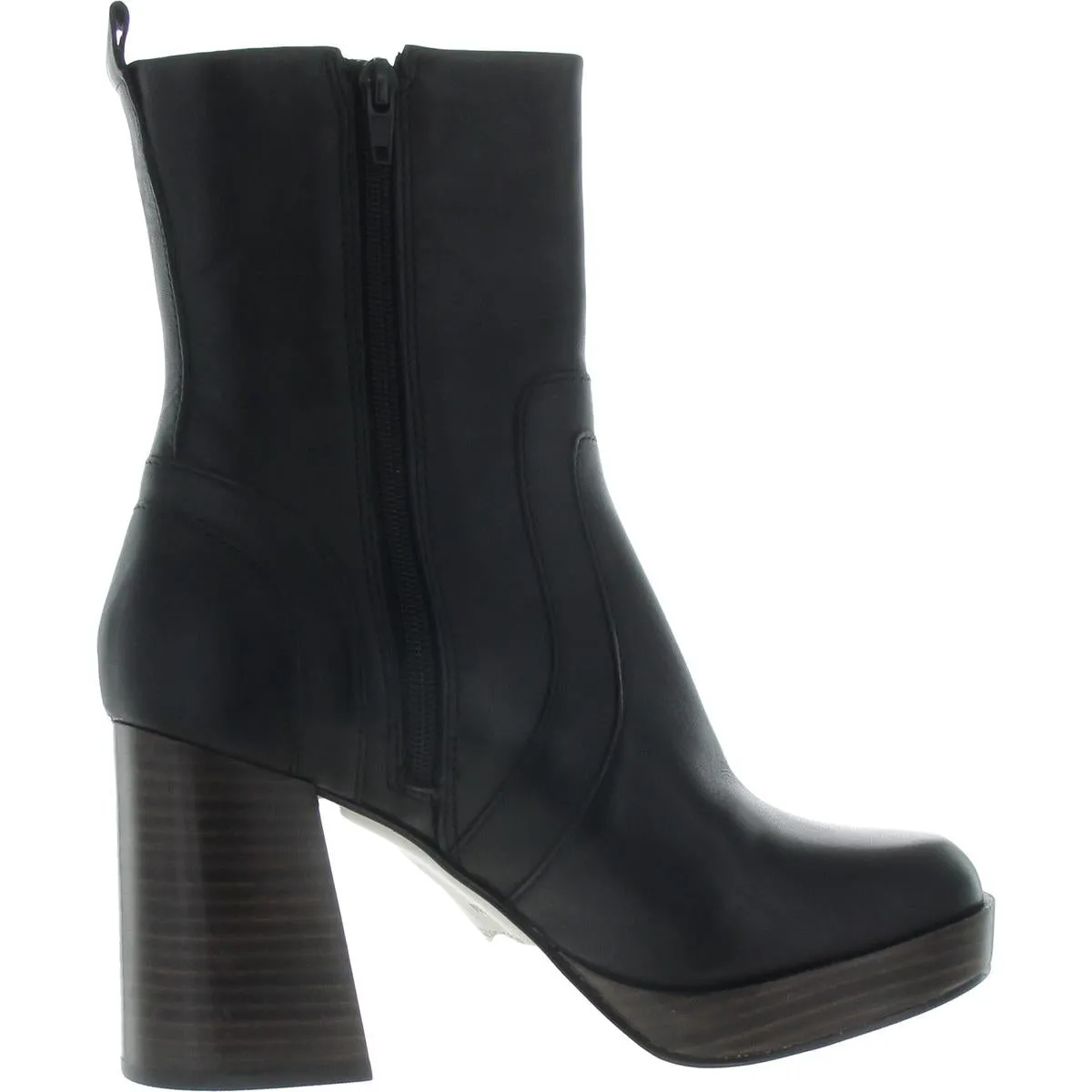 Edson Womens Zipper Leather Ankle Boots