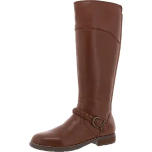Etoslo Womens Zipper Leather Knee-High Boots