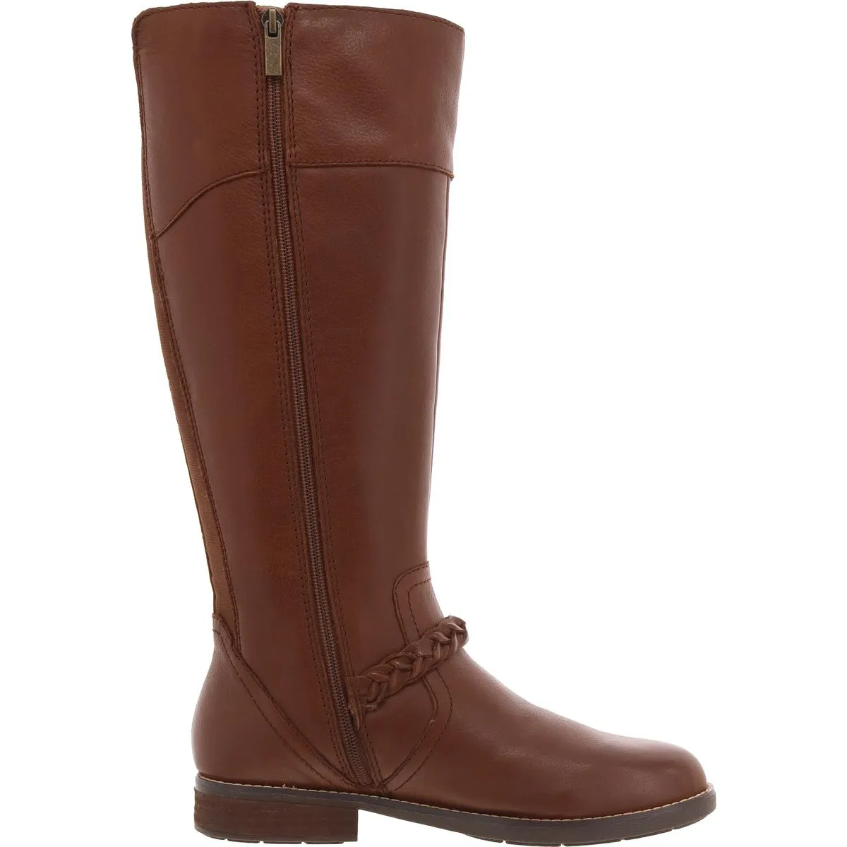 Etoslo Womens Zipper Leather Knee-High Boots
