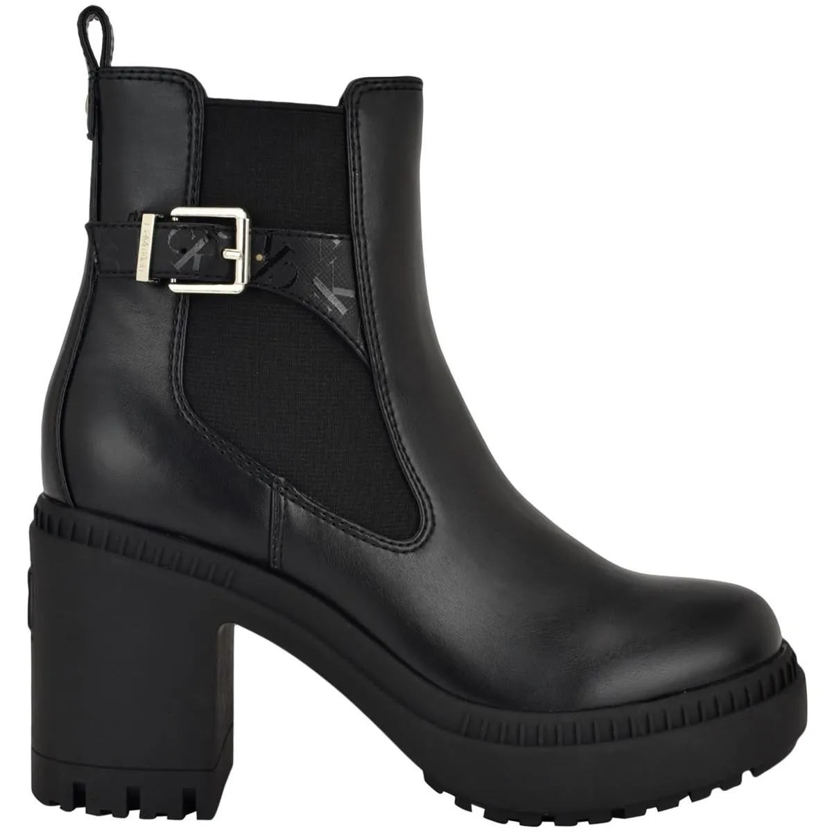 Fayth Womens Stretch Faux Leather Ankle Boots