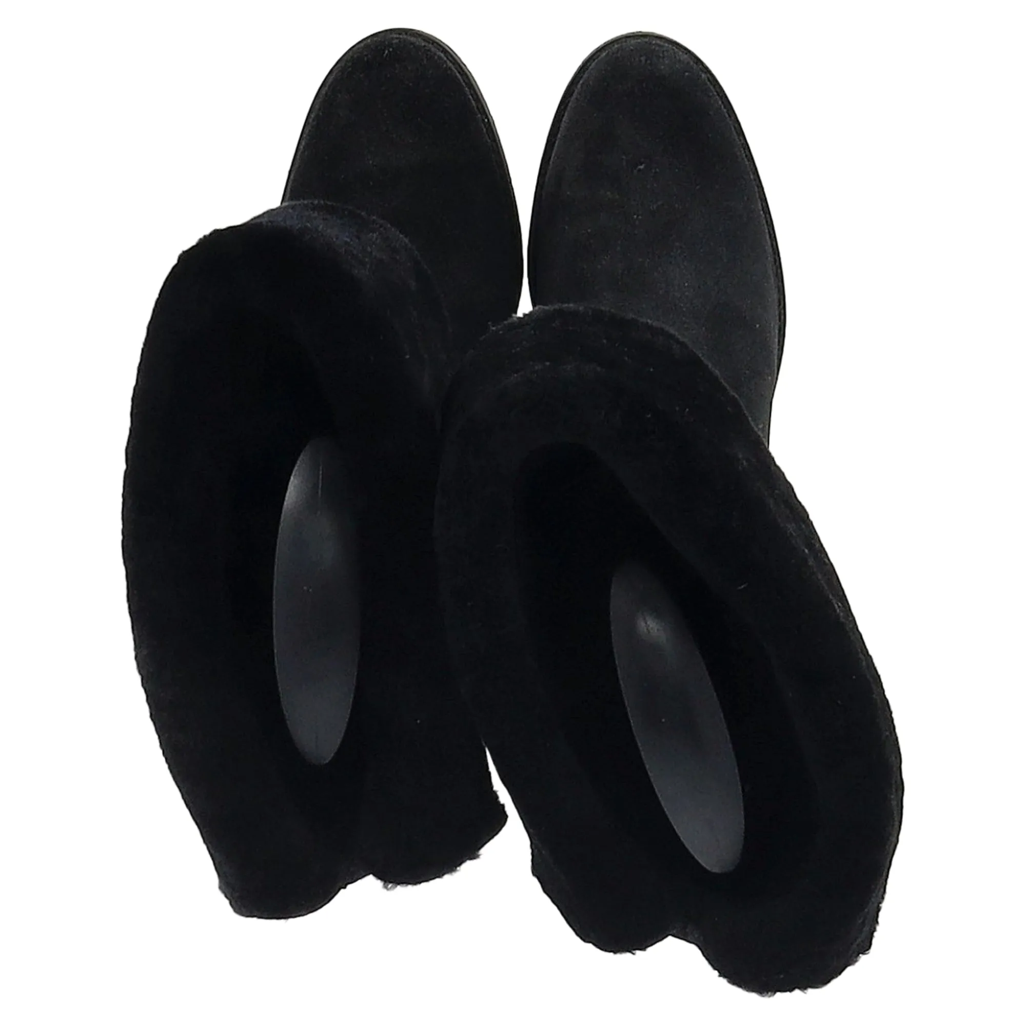Ferragamo Knee Flat Boots in Black Suede