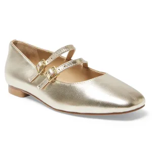 Freda Flat in Gold Metallic Leather