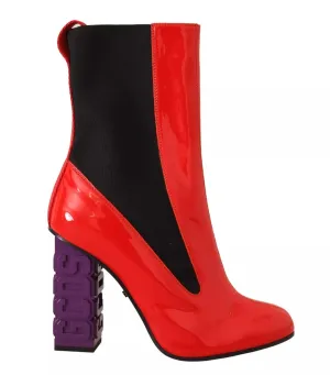 GCDS Leather Fabric Logo Heel Ankle Boots Women's Shoes (Pre-Owned)