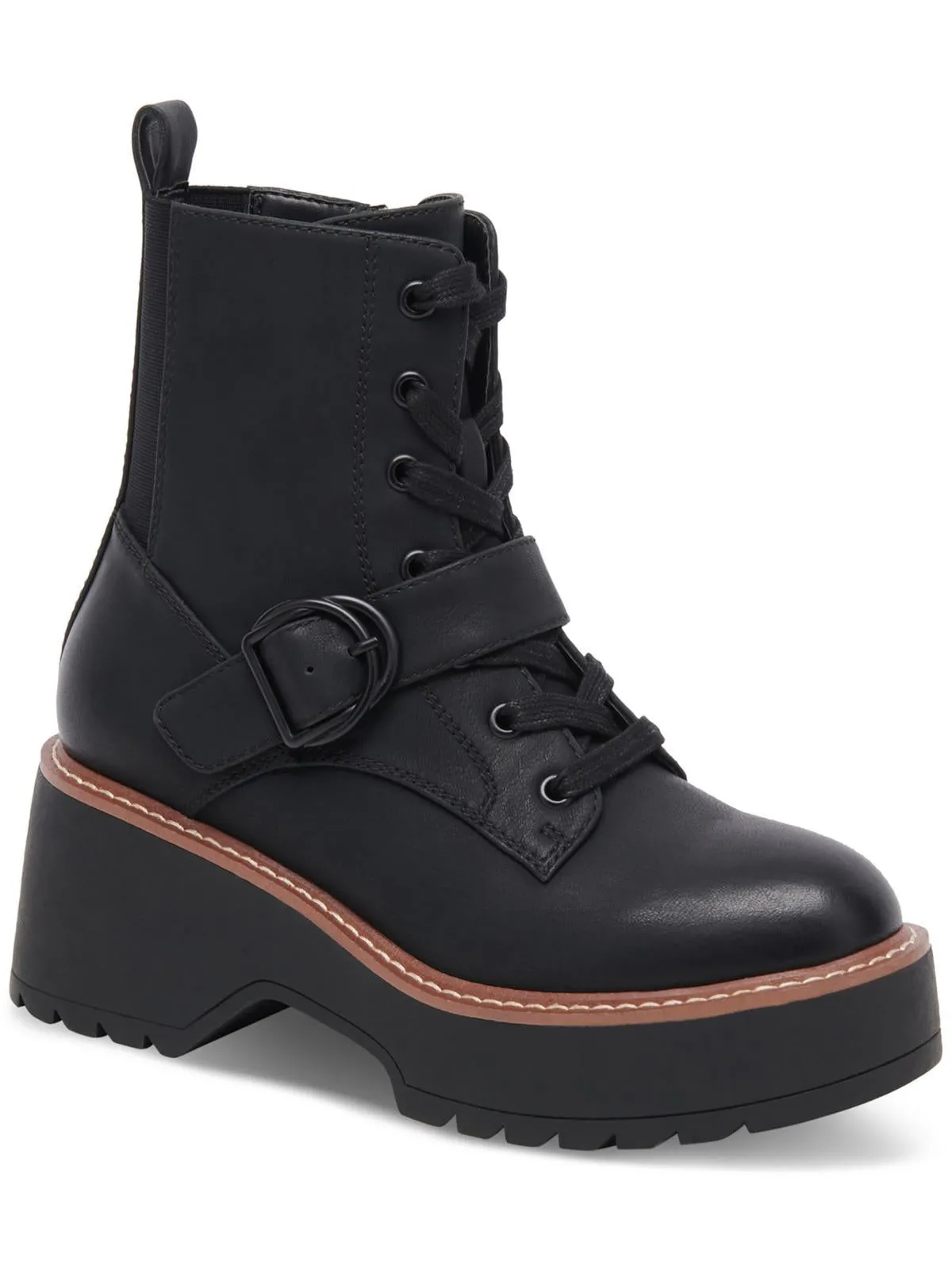 Gecko Womens Faux Leather Waterproof Combat & Lace-Up Boots