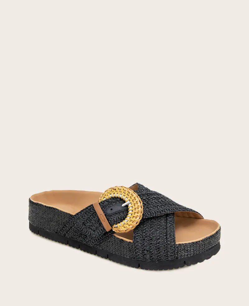 GENTLE SOULS - Louisa X Band Raffia Platform Slip On