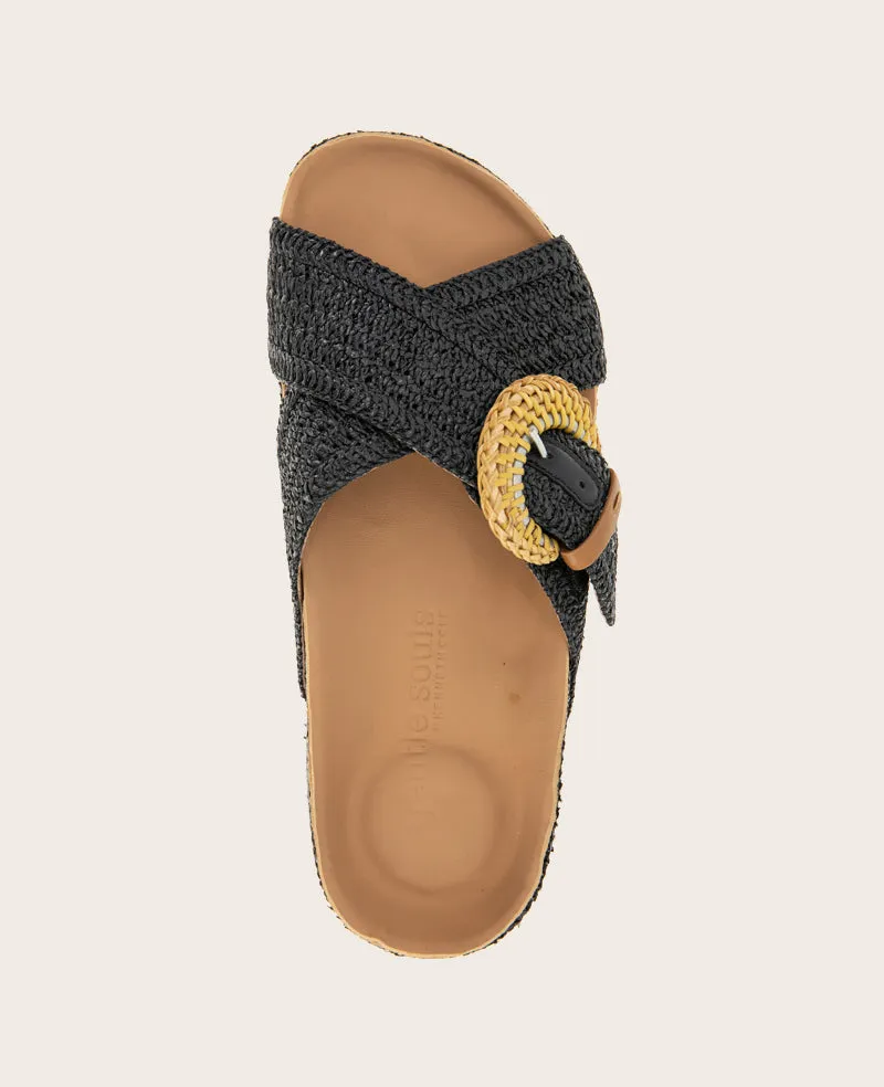 GENTLE SOULS - Louisa X Band Raffia Platform Slip On